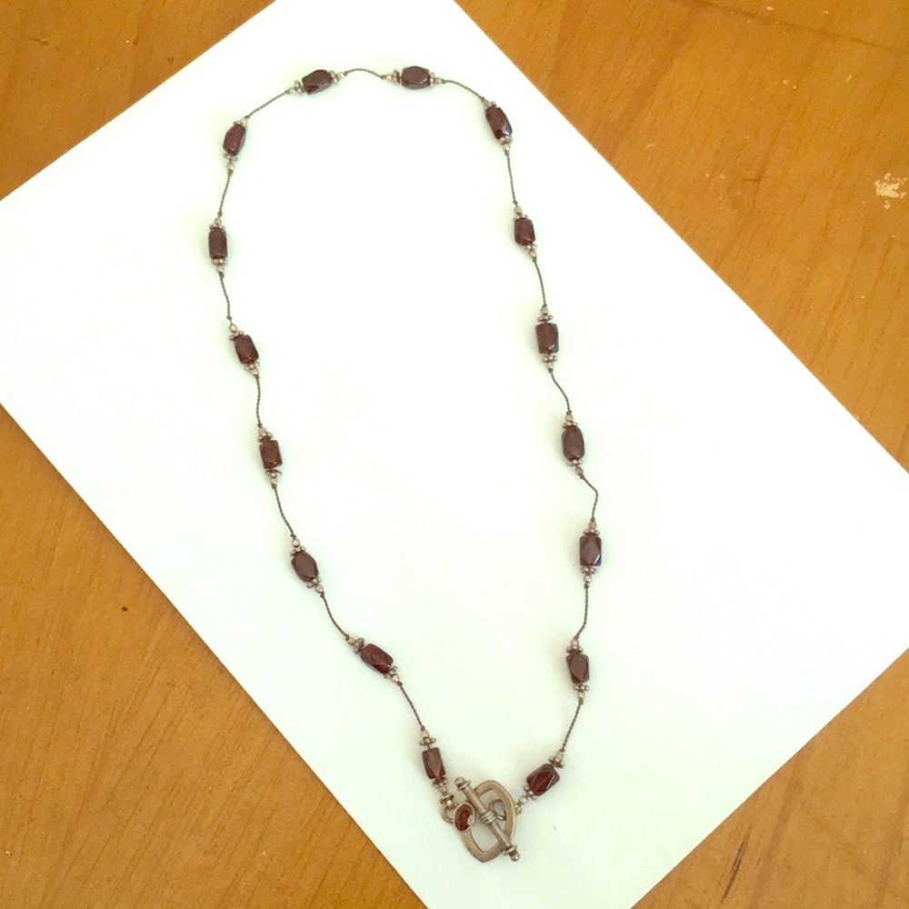 Garnet and silver necklace